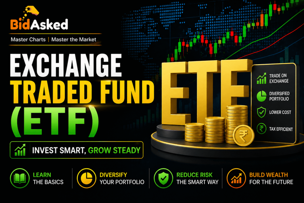 What Is ETF? Meaning, Advantages, Types & How to Invest ETF investment concept showing diversified portfolio and market trends
